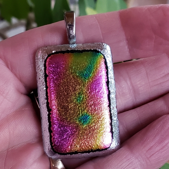 NWOT One-of-a-kind dichroic glass pendant - Picture 3 of 3